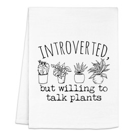 Moonlight Makers Introverted But Willing to Talk Plants Dish Towel, Funny Kitchen Towels, Cute Wash Cloths, Cotton Dish Towels for Kitchen Drying, New Home & Apartment Essentials, White Dish Towel