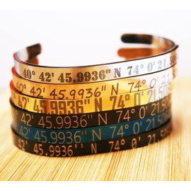GPS Coordinates Bracelet Gifts Latitude Longitude Jewelry Cuff