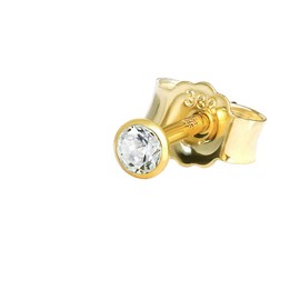 NKlaus Single Stud Earrings Gold 333 - Earring with Crystal Zirconia White - Gold Jewellery Men, Women & Girls - Yellow Gold - 8 Carat - 1 Piece, Yellow Gold, Zircon