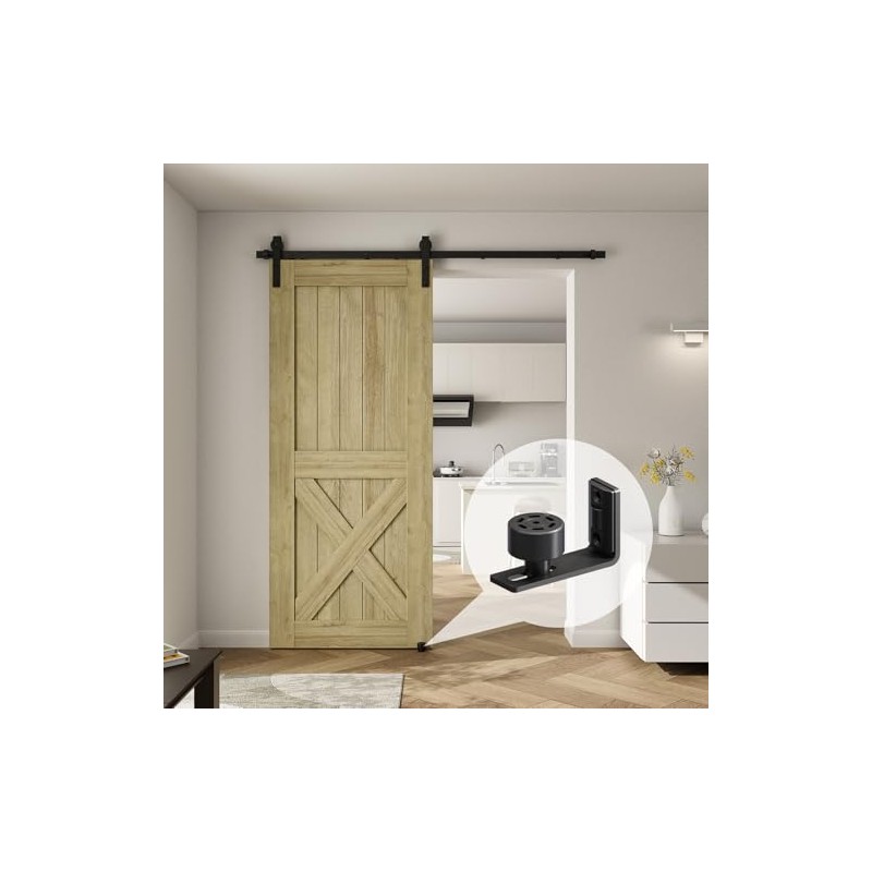 CCJH 6FT/72inch Sliding Barn Door Hardware Kit for Single Door