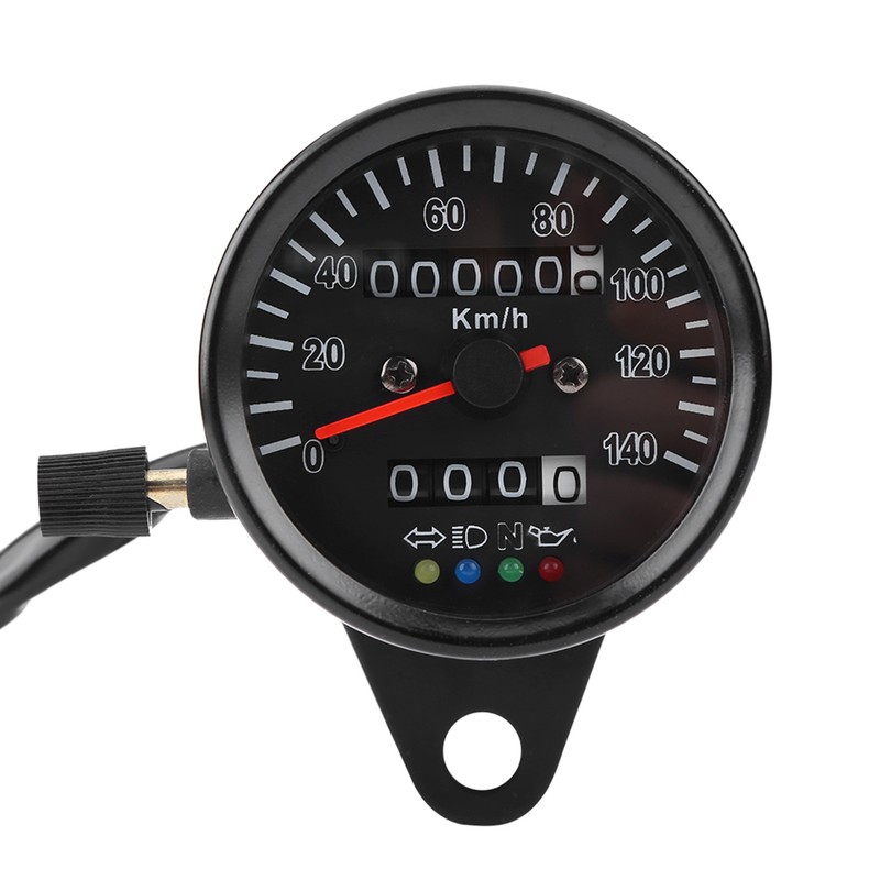 60mm Black Motorcycle Odometer Speedometer Gauge with indicator