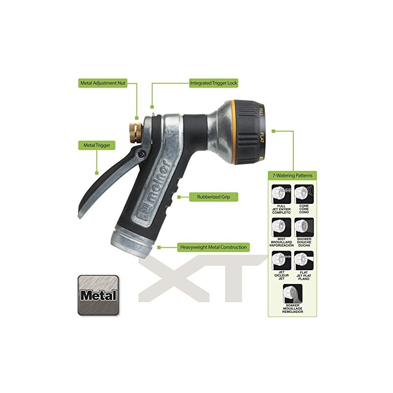 Melnor XT451 Heavyweight Metal 7-Pattern Nozzle, 1-(1 Pack), Basic