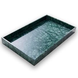 PHINILUX 𝐑𝐞𝐚𝐥 𝐋𝐮𝐱𝐮𝐫𝐢𝐨𝐮𝐬 Marble Vanity Tray (12x7in), Counter Organizer for Bathroom, Kitchen, Dresser, Coffee Table, Serving & Decorative (Dark Green)