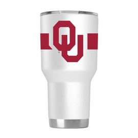 Gametime Sidekicks Oklahoma 30oz White Stainless Steel Tumbler w/Stripes