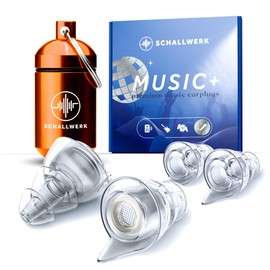 Schallwerk Music+ | Discreet Ear Protection Earplugs - Dampen Noise & Maintains Sound Quality - Transparent Ear Plugs - Earplugs Suitable for Music, Festival, Work & Learning