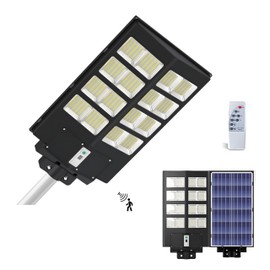 1000-3000W Solar Street Light Outdoor, 6500K Commercial Parking Lot Lamp Dusk to Dawn, Waterproof Remote Control Solar Security Flood Light, Motion Sensor, Court Road,Path,Piazz,Driveway (1A-2000W)
