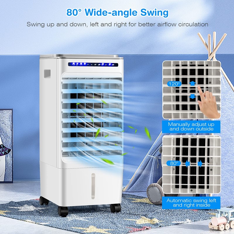COSTWAY Portable Evaporative Air Cooler for Room, Include Remote Control,