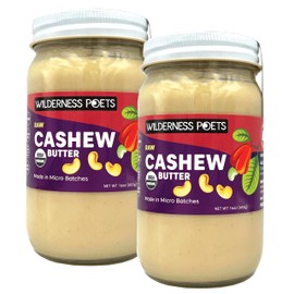 Wilderness Poets, Organic Cashew Butter - Raw, Vegan, Paleo, No Added Sugar - 16 Ounce (Pack of 2) - Glass Jar