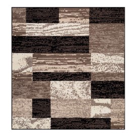Superior Indoor Area Rug, Jute Backing, Plush Modern Rugs for Entryway, Kitchen Floors, Office Floor Cover, Color Block Rugs, Rockwood Collection, 5' x 5', Chocolate