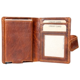 FLW Aluminium Credit Card case Covered by Genuine Leather and Some Extra Space for Cards and banknotes