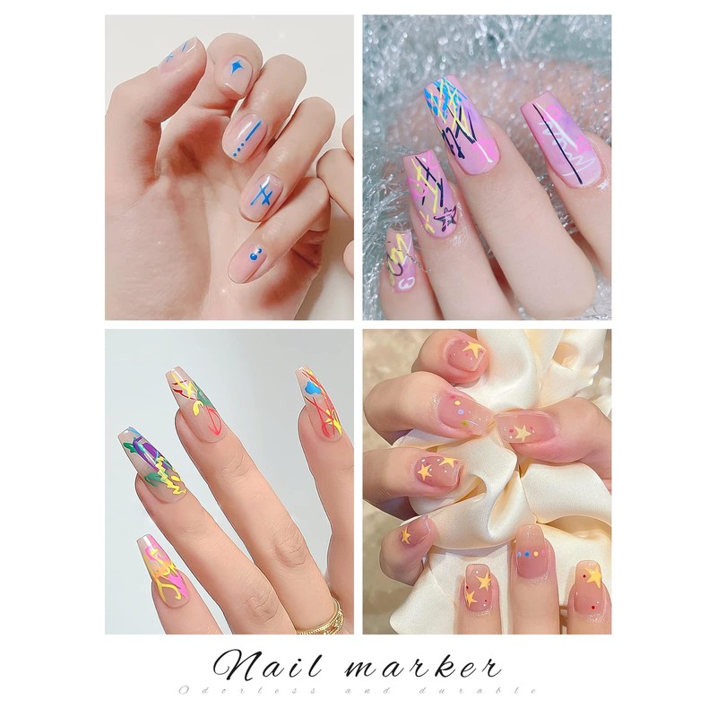 6 Color 3D Nail Art Pens Set, Kalolary Nail Point