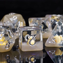 cusdie 7-The DND Dice Polyhedral Dice Set Filled with Animal for Role Playing Games, Dungeons and Dragons, D&D Dice, MTG, Pathfinder (Brown Owl)