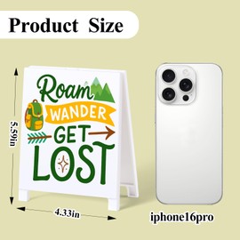 Funny Camper Decor Camping Decorative Sign Camper Desk Sign for Home Farmhouse Family Summer Decorations Gifts for RVers Friends Roam Wander Get Lost Happy Birthday Gift White Elephant Gifts