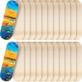 Meooeck Blank Skateboard Wooden Decks Bulk Beginner Kid Mini Maple Skateboard 17 x 5 Inch 7 Ply Double Tail Skate Light Decks for Painting Replacement Decoration (12 Pack)