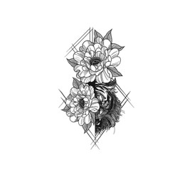 kobench Temporary Tattoos,Danger Signal In Flowers - K40 Design,Waterproof,Easy-to-Apply,Long Lasting 1-2 Weeks, Plant-Based,Flower Tattoos