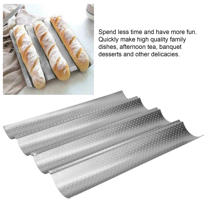 Baking Pan, Stainless Steel Baguette Pan, for Bread Loaves Baking(Four