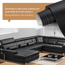 Joy Decor Self Adhesive Leather Repair Patch, 12X48 inch Leather Repair Patch Leather Patches for Furniture, Large Leather Patch Tape for Sofa, Couch, Car Seat, Furniture Black