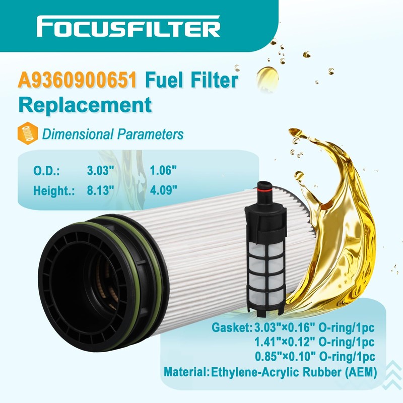 FOCUSFILTER A9360900651 OEM Grade Diesel Fuel Filter Kit, Compatible with