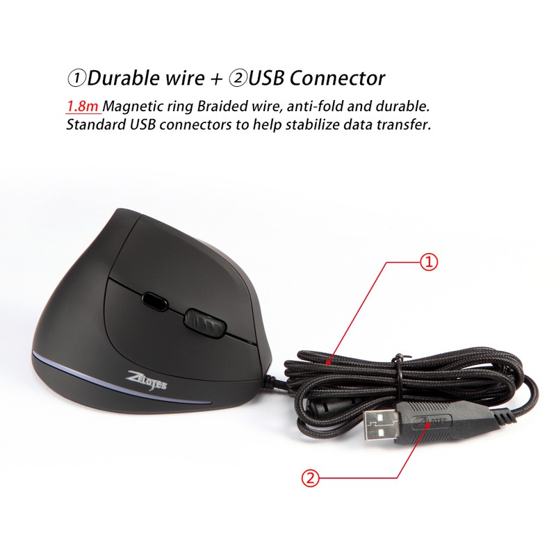 T-20 Mouse Wired Vertical Mouse Ergonomic Rechargeable 4 3200 movement