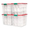 HOMZ 4-Pack Holiday Tote, Clear Plastic Storage Bins w/ Lids