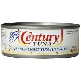 Century Tuna Flaked Light Tuna in Water | High in Protein and Rich in Omega 3 DHA Canned Tuna, 4.9 Ounce (Pack of 12)