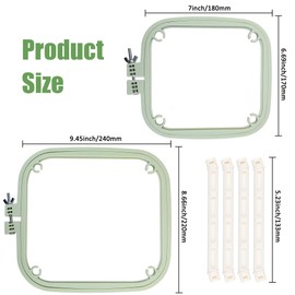 Square Embroidery Hoop Stand, ABS Plastic Cross Stitch Stand, Embroidery Hoop Holder for DIY Crafts, Punch Needle Hoop, Sewing Needlepoint Frame Stand (Green)