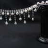 PEARLY JUN 2 Yards Pearl Rhinestone Trim Chain Silver Crystal