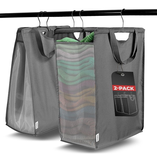 ALCOVA 2 Pack Hanging Laundry Hamper, Space-Saving Mesh Hanging Laundry