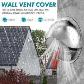 HG POWER 4" Ventilation Cover Wall Vent 304 Stainless Steel Round Air Vent Outlet Ventilation Grille, Built-in Fly Screen Mesh (ø100mm)