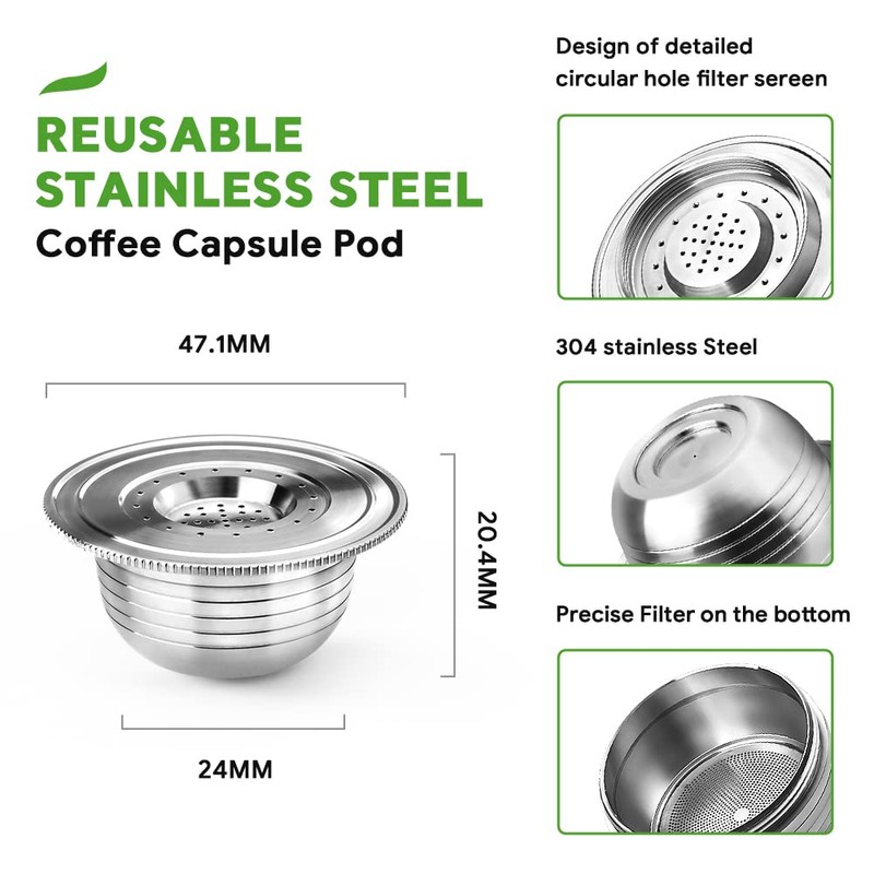 BENFUCHEN Reusable Stainless Steel Coffee Capsules for Bi aletti, Refillable