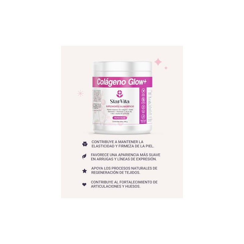 Colágeno Glow Starvita Lab Péptidos Bioactivos Ácido Hialurónico