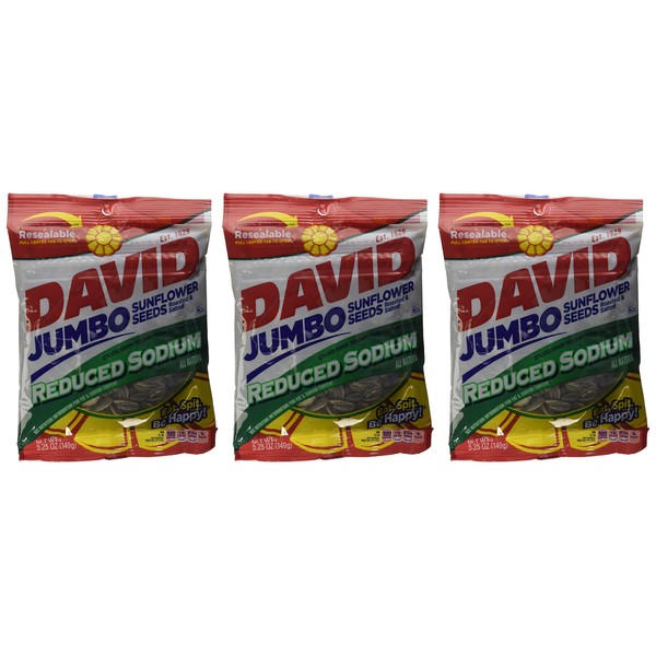 David Sunflower Jumbo Seeds Reduced Sodium 5.25 Ounce (Pack of 3)