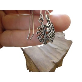 Silver leaf monstera, Monstera leaf earrings, handmade hooks