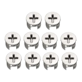uxcell 10 Pcs Furniture Cam Lock Nut Connectors Fittings 15x12mm for Cabinet Drawer Wardrobe Panel Connecting