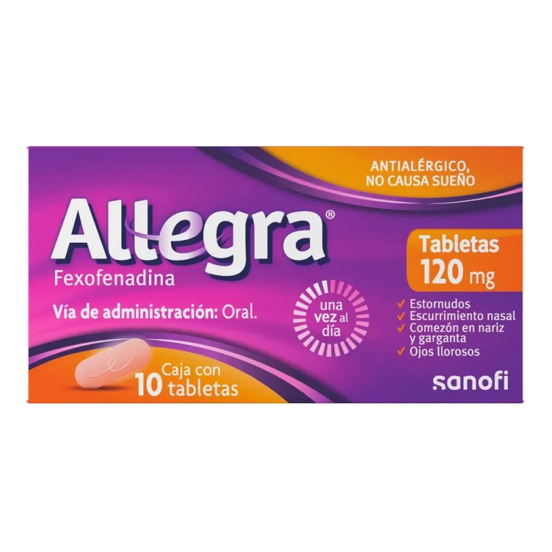 Allegra Antihistamínico para Alergias Leves a Moderadas 10 tabletas 120