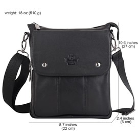 ZZNICK Genuine Leather Messenger Bag, Sling Bag Crossbody Shoulder Bags for Travel Work Business, Black-2303, M