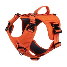 ICEFANG GN8 Tactical Dog Harness with 4X Metal buckles for Medium Sized Dogs,Reflective in Training Walking K9 Vest,No-Pull Front Leash Clip,Adjustable Pet Harness (Orange, Medium (Pack of 1))