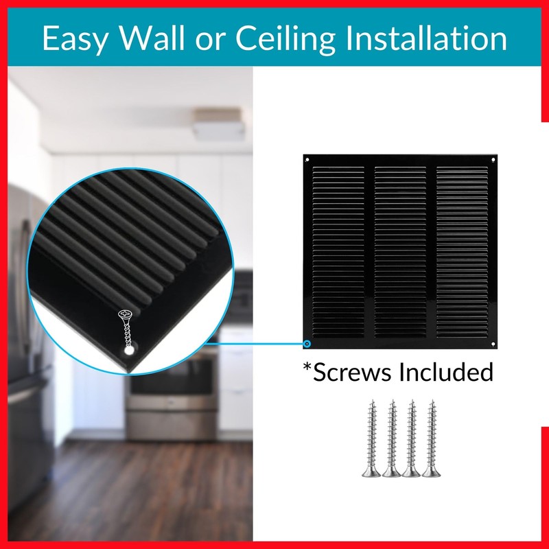 TURvent 10x10 Vent Cover (duct opening) - Black HVAC Return