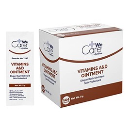 Dynarex Vitamins A & D Ointment, Vitamin A and Vitamin D Help Prevent & Treat Skin Irritation, Diaper Rash, White, 1 Box of 144 - 5g Packets