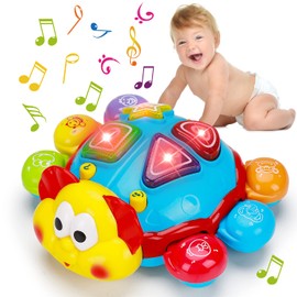 AugToy Baby Crawling Toys 6 to 12 Month Tummy Time Spanish English Bilingual Learning Toy Infant Newborn Musical Light Up Toy 0-3 4 5 6 7 8 9 12-18 Month Montessori for Boy Girl Toddler