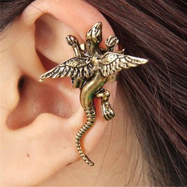 Aneneiceera Punk Ear Cuff Earrings Gold Exaggerated Cuff Wrap Earrings Vintage Ear Climber Cuff Earrings Gothic Clip on Earrings Jewelry for Women and Girls Gifts (Gold Monster)