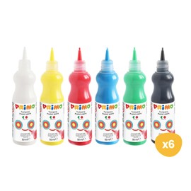 PRIMO - Tempere Ergonomiche per Dipingere, 6 Colori per Bambini 4+ Anni da 50 ml Cartoleria, Pittura, Lavoretti Creativi e Didattica - Tempera Pronta all'Uso su Più Superfici, Colore Vivo Miscelabile