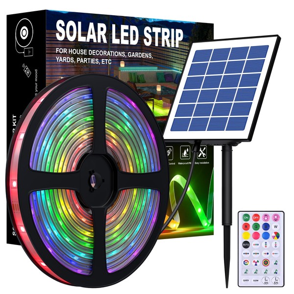MIHEAL Solar LED Strip Outdoor, 16.4ft SMD 5050 LED Lights,