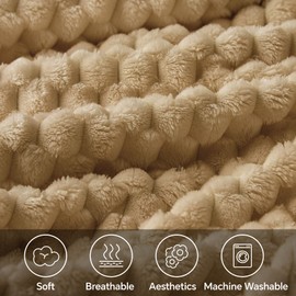 BEDELITE Fleece Blanket - 3D Jacquard Decorative Camel Throw Blankets for Couch & Bed, Soft and Cozy Warm Plush Fluffy Blanket All Seasons Suitable, 50x60Inches