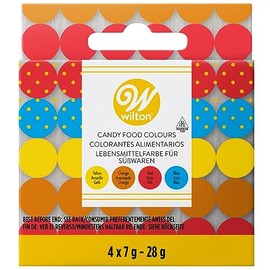 Wilton 4 Piece Gel Food Colour Set 28g (Yellow, Orange, Red, Blue)
