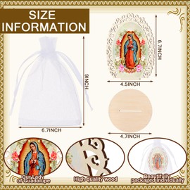 24 Pcs Our Lady of Guadalupe Wooden Statues Virgen De Guadalupe Picture Frames Baptism Favors for Guests Baptism Centerpieces for Table First Communion Gifts Catholic Favors (Oval)