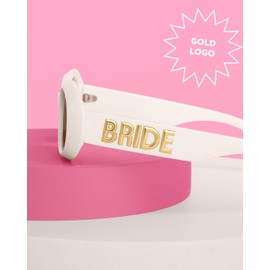 xo, Fetti White + Gold Bride Sunglasses | Bachelorette Party Sunnies, Engagement Decorations, Bridal Shower Accessory, Bach Supplies, Bridesmaid Favors, Bride To Be Gift, White, One Size