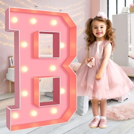 Ledido 3FT Marquee Light Up Letters, Pink Light Up Letters for Party Decorations, Large Marquee Letters for Birthday Baby Shower Wedding Decor, Letter B
