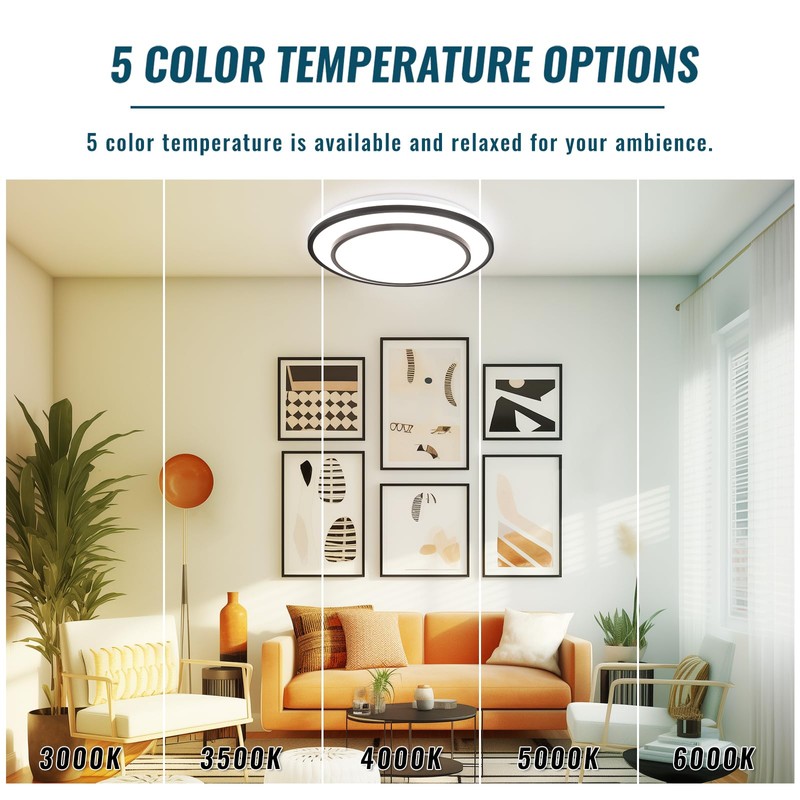 Wheatronic 2 Pack Black LED Flush Mount Ceiling Light Fixture