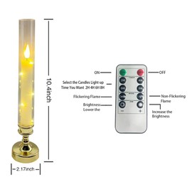 4 Pcs Flameless Candle with Remote Timer, Flickering Battery Operated LED Taper Candles with Embedded Star String Gold Candle Holders for Home, Wedding, Party Christmas Window Candles
